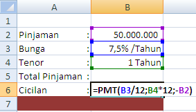 3 Rumus Excel Untuk Menghitung Angsuran, Pokok dan Bunga Kredit